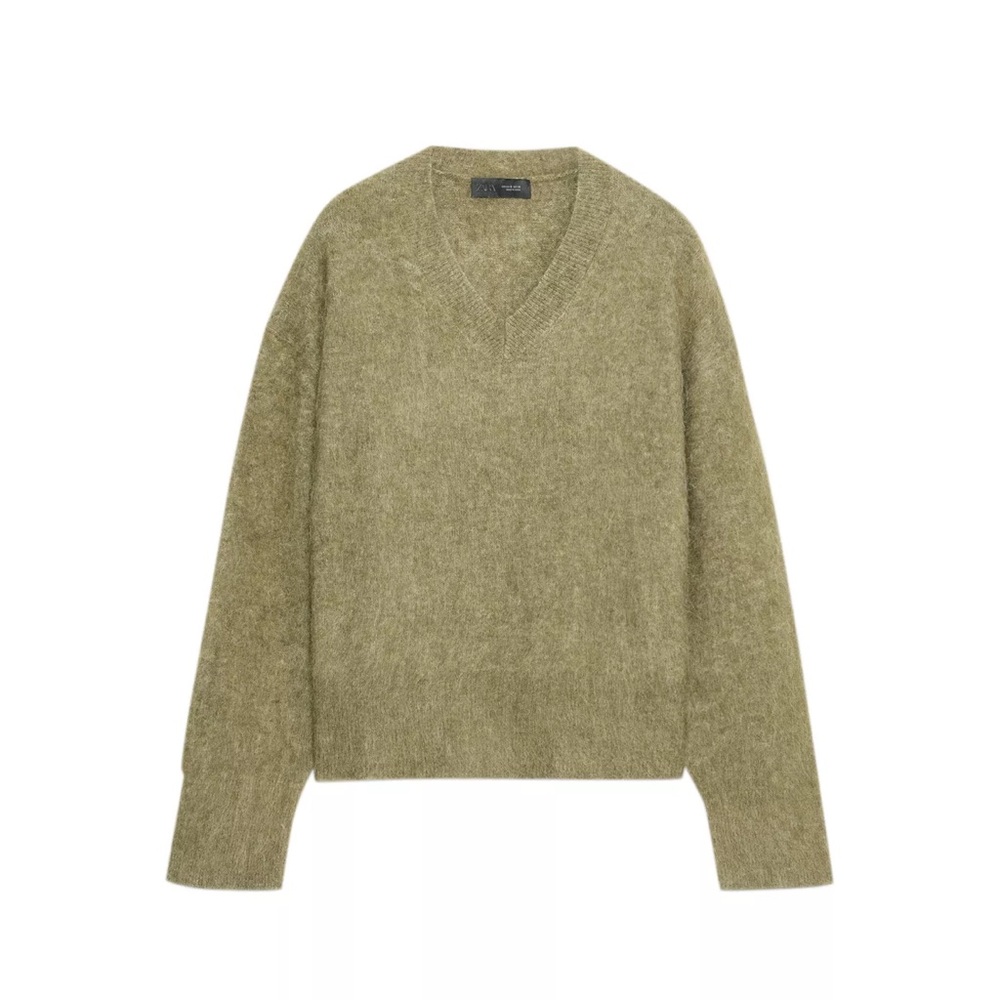 Vince Khaki Brushed-Effect Knit Sweater